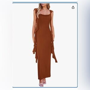 Elegant Brown Sleeveless Dress